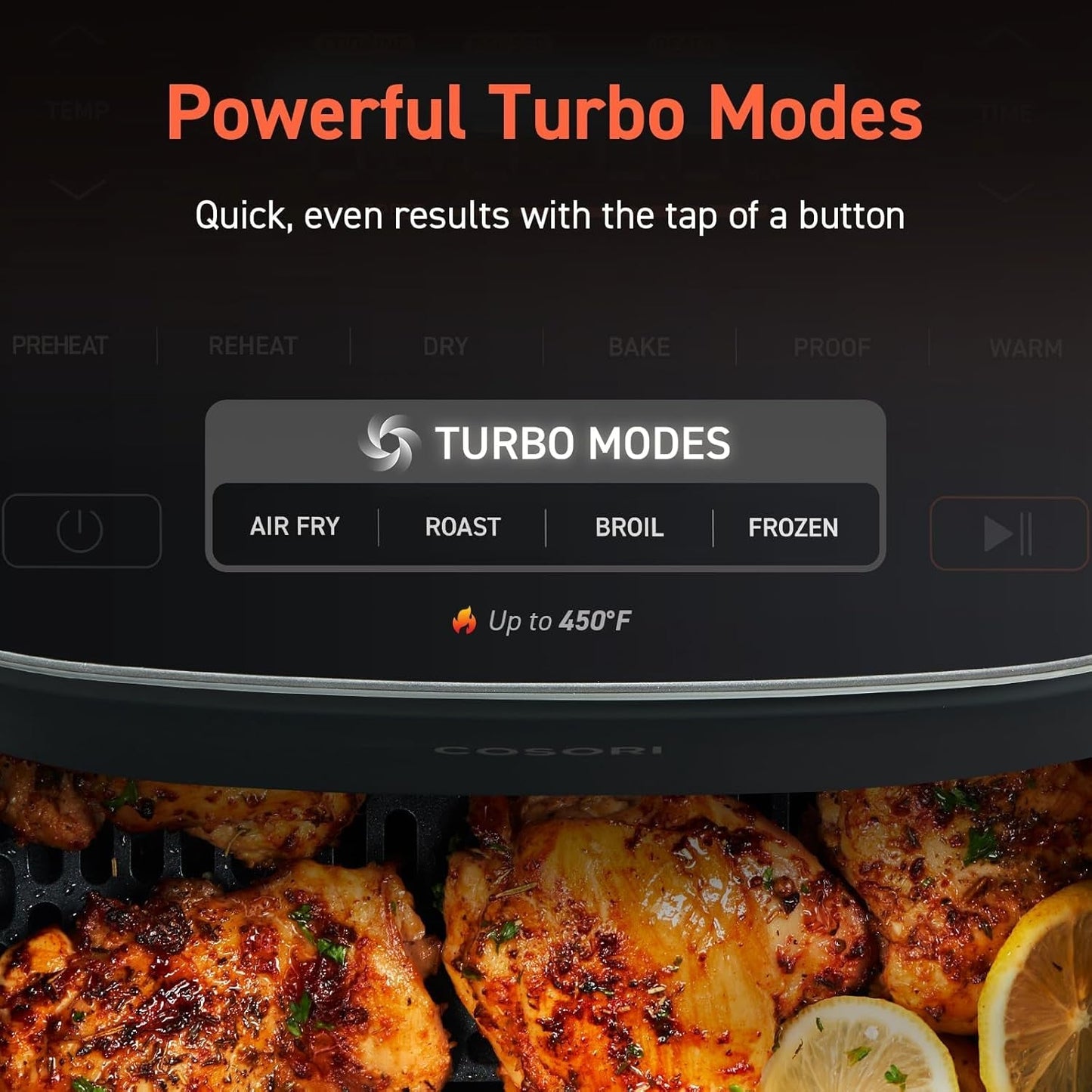 Air Fryer 9-in-1, Compact & Large 6-Qt, Fast Turbo Modes, 90–450°F Precise Heat for Even Results, Up to 95% Less Oil*, Roast, Bake, Dry, Reheat, Frozen, Broil, Proof, 120V, TurboBlaze, Ceramic