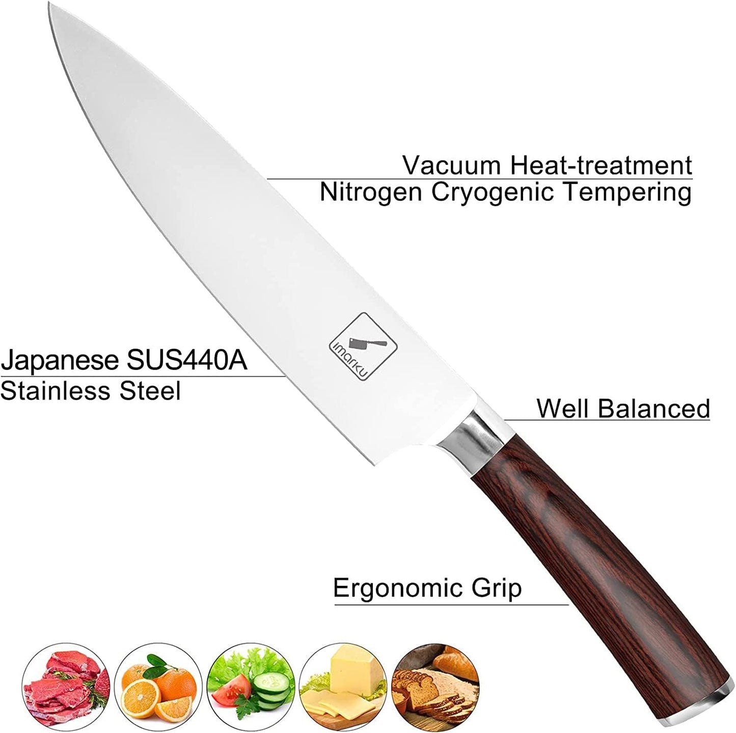 Kitchen Knife 8 Inch Chef's Knives High Carbon Japanese SUS440A Stainless Steel