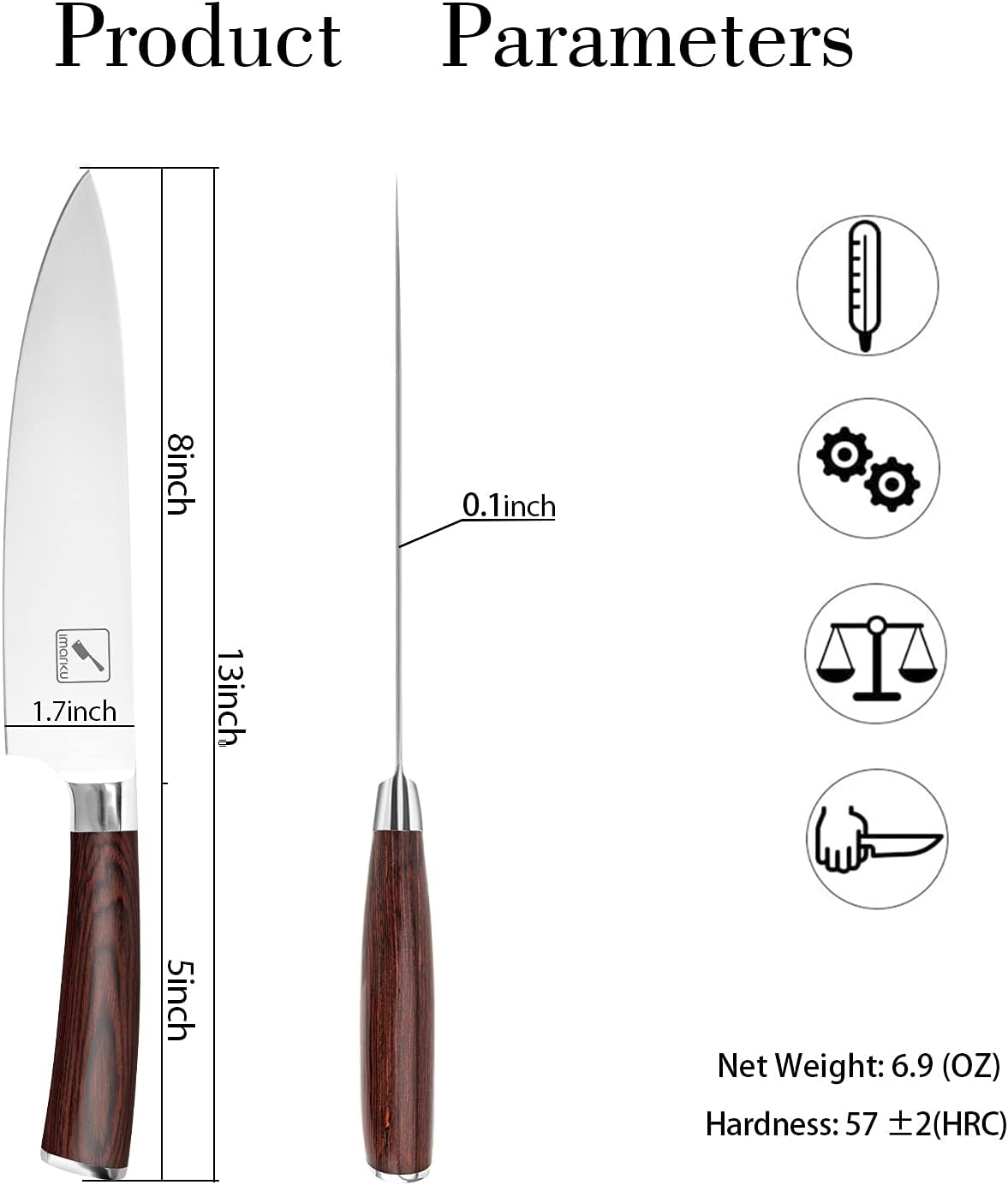 Kitchen Knife 8 Inch Chef's Knives High Carbon Japanese SUS440A Stainless Steel