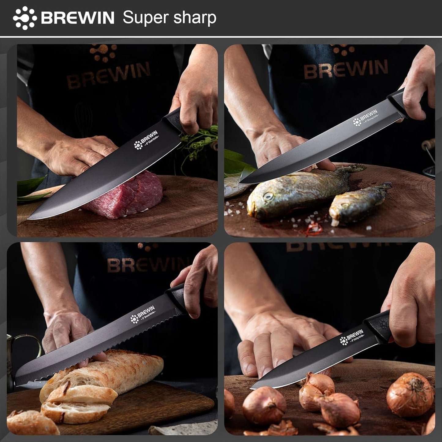 Knife Set, Kitchen Knife Set, Knives Set for Kitchen, Universal Knife Block, Utility Knife Block Set, Kitchen Essentials, New Home Essentials, Apartment Essentials, Dishwasher Safe