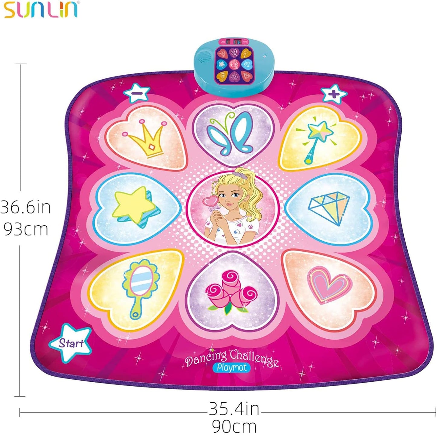 SUNLIN Dance Mat - Dance Mixer Rhythm Step Play Mat - Dance Game Toy Gift for Kids Girls Boys - Dance Pad with LED Lights, Adjustable Volume, Built-in Music, 3 Challenge Levels (3-12 Years Old)