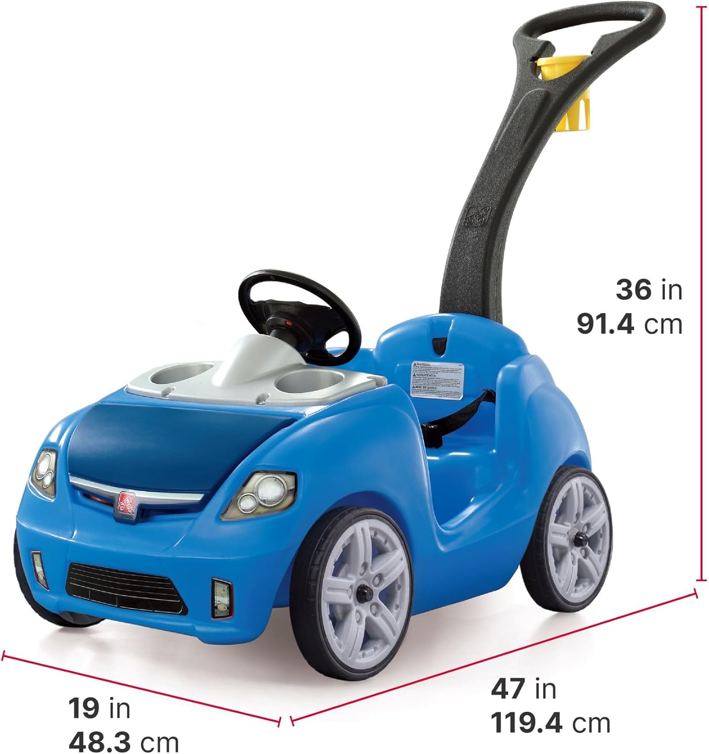 Whisper Ride II Buggy Kids Push Car, Ride On Toy, Stroller Substitute, Includes Seat Belt & Horn, Made of Durable Plastic, Max Weight 50 lbs., For Toddlers 1.5-4 Years Old, Blue