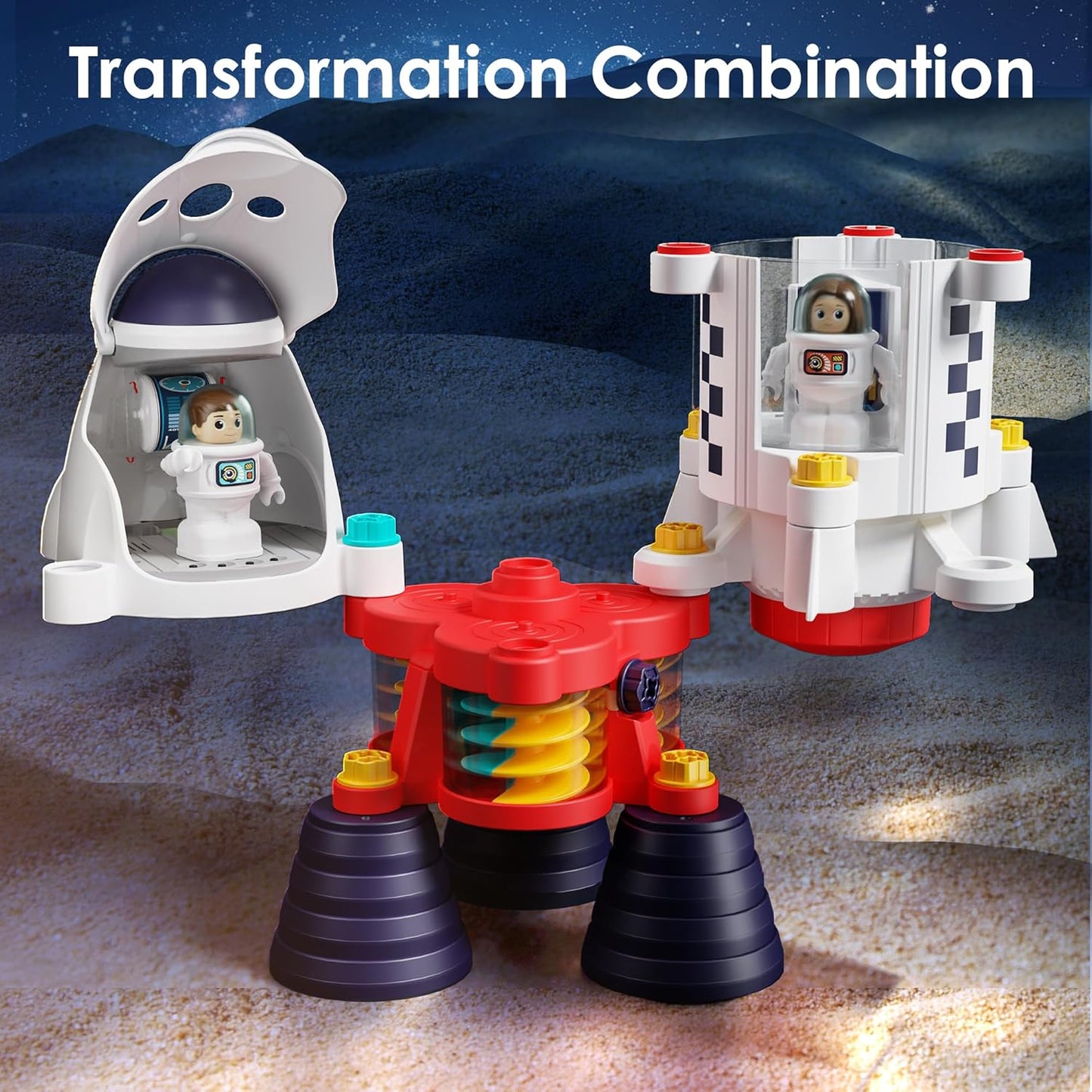 iPlay, iLearn Rocket Space Toys, Kids Spaceship Playset W/Space Shuttle, 2 Astronauts, Educational STEM Take Apart Outer Space Adventure W/Electric Drill, Gift for 3 4 5 6 7 8 Year Old Boy Girl