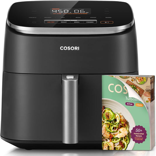 Air Fryer 9-in-1, Compact & Large 6-Qt, Fast Turbo Modes, 90–450°F Precise Heat for Even Results, Up to 95% Less Oil*, Roast, Bake, Dry, Reheat, Frozen, Broil, Proof, 120V, TurboBlaze, Ceramic