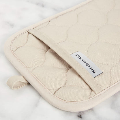 Quilted Cotton Terry Cloth Oven Mitt, Pot Holder, Kitchen Towel 4-Pack Set, Heat Resistant, Silicone Grip, 16"x26", 7"x13" & 7"x10", Milkshake