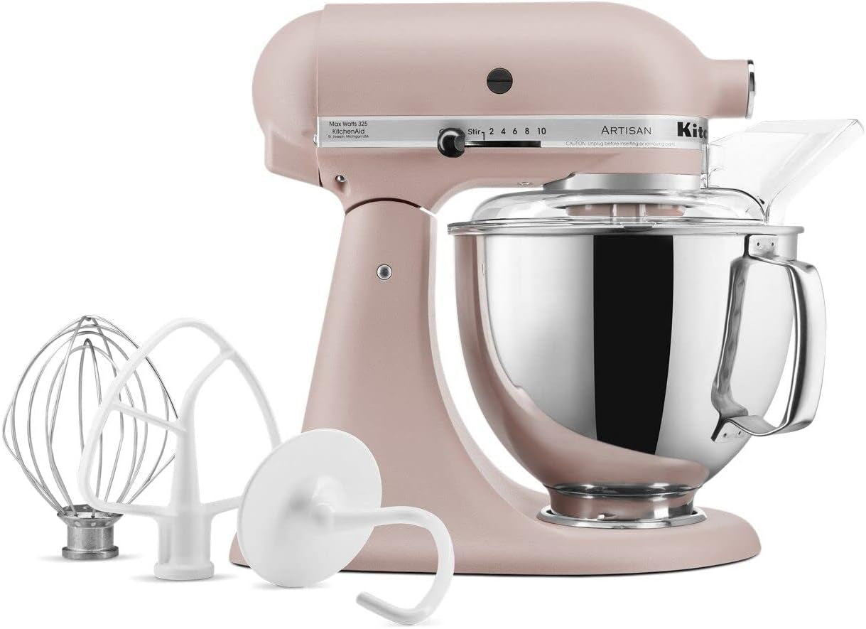 Artisan Series 5 Quart Tilt Head Stand Mixer with Pouring Shield KSM150PS, Feather Pink