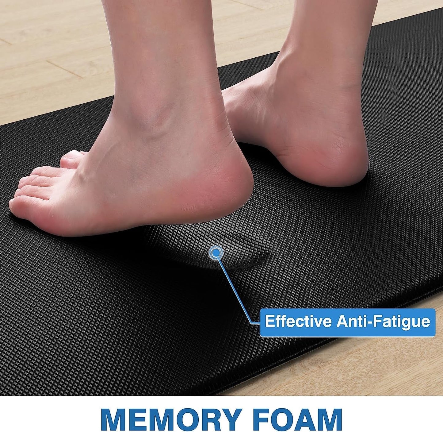 Kitchen Mats, 2PCS Kitchen Rugs, Cushioned Anti Fatigue Kitchen Mats for Floor, Non-Slip Standing Desk Mat, Waterproof Kitchen Rug Set for Kitchen, Floor, Office, 17.3"x30"+17.3"x47", Black