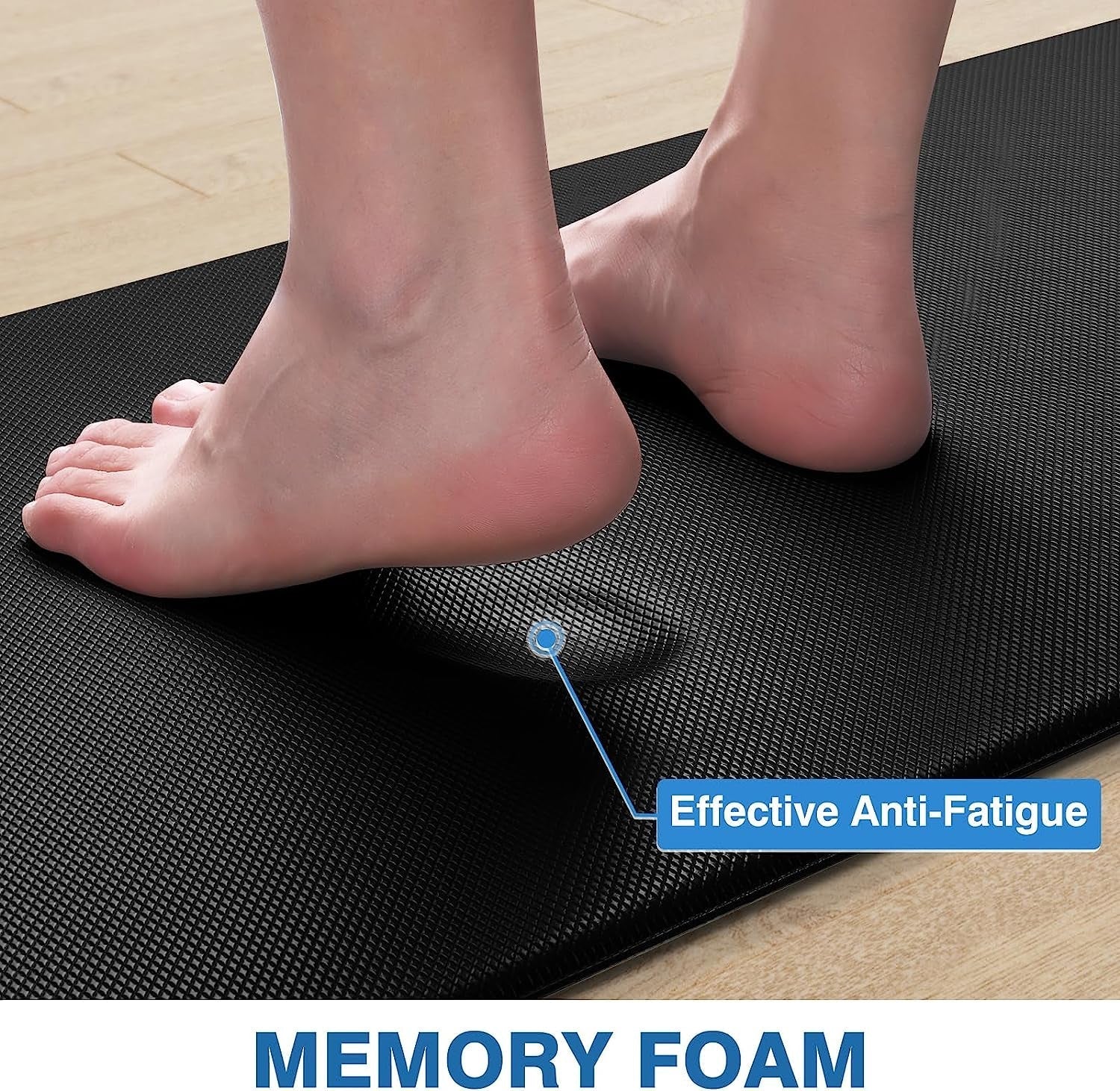 Kitchen Mats, 2PCS Kitchen Rugs, Cushioned Anti Fatigue Kitchen Mats for Floor, Non-Slip Standing Desk Mat, Waterproof Kitchen Rug Set for Kitchen, Floor, Office, 17.3"x30"+17.3"x47", Black