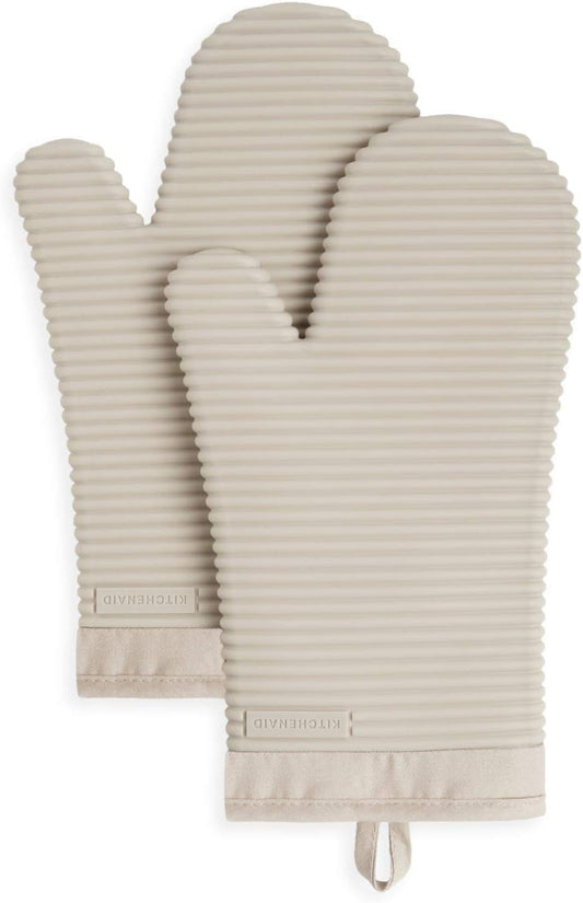 KitchenAid Ribbed Soft Silicone Oven Mitt Set, 7"x13" set