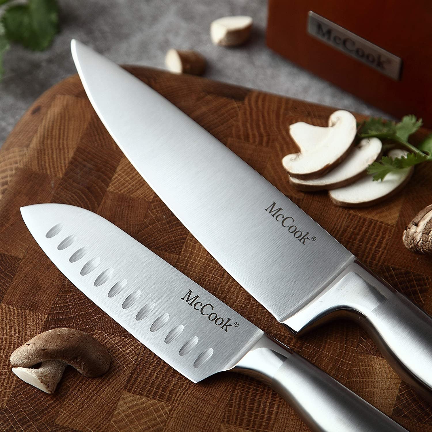 ® Knife Sets, German Stainless Steel Kitchen Knife Block Sets with Built-in Sharpener