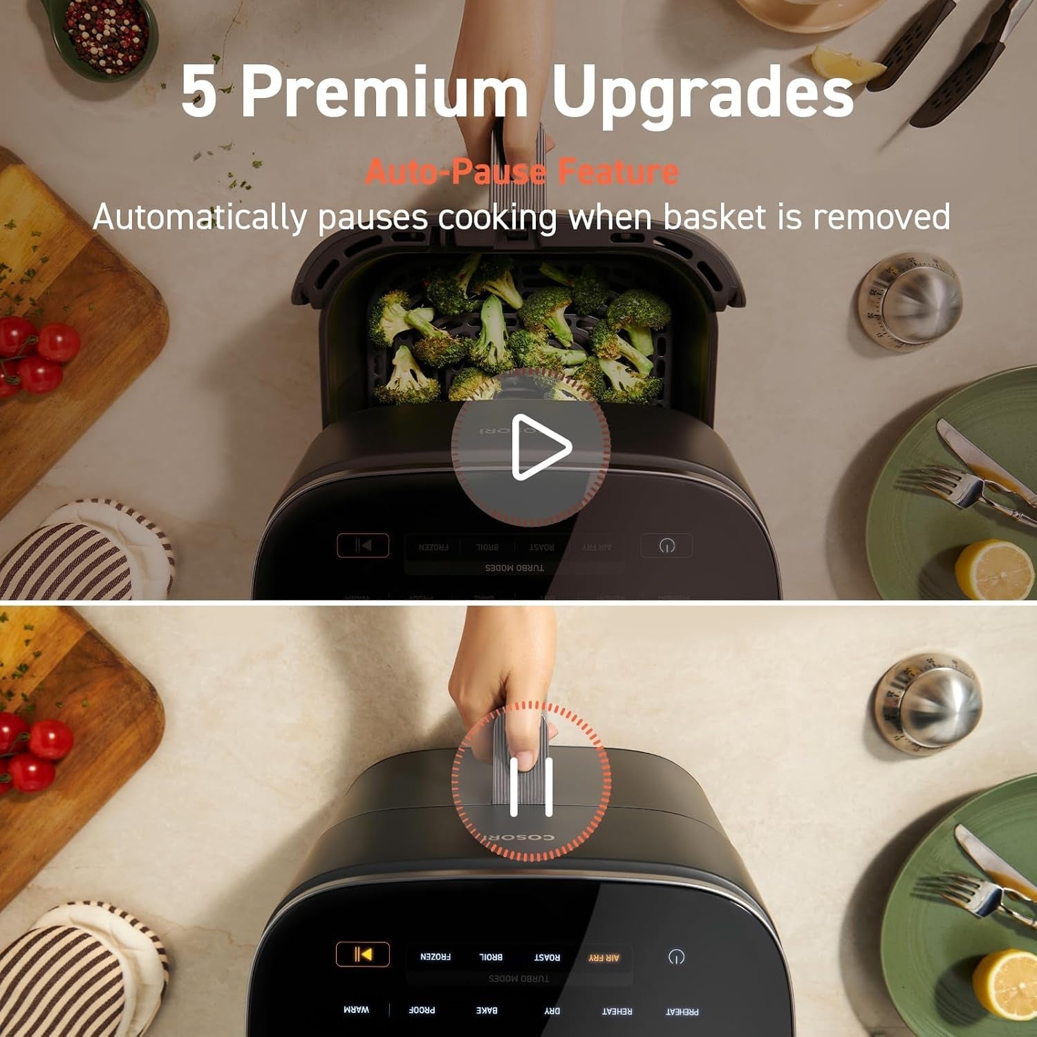 Air Fryer 9-in-1, Compact & Large 6-Qt, Fast Turbo Modes, 90–450°F Precise Heat for Even Results, Up to 95% Less Oil*, Roast, Bake, Dry, Reheat, Frozen, Broil, Proof, 120V, TurboBlaze, Ceramic