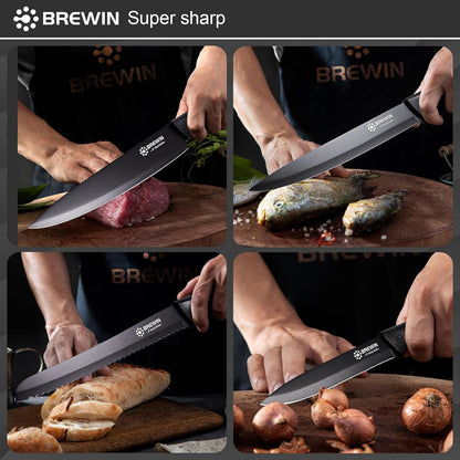 Knife Set,  Kitchen Knife Set, Knives Set for Kitchen, Universal Knife Block, Utility Knife Block Set, Kitchen Essentials, New Home Essentials, Apartment Essentials, Dishwasher Safe