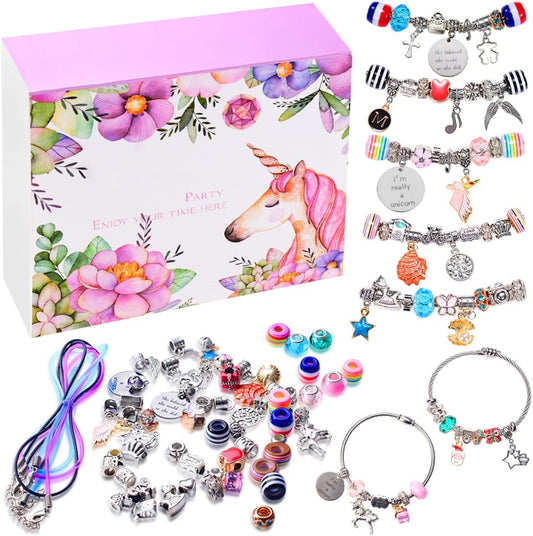 COO&KOO Charm Bracelet Making Kit, A Unicorn Girls Toy That Inspires Creativity and Imagination, Crafts for Girls Ages 8-12 with Jewelry Making Kit Perfect Gifts for 6 7 8 9 10 Girl Self-Expression!