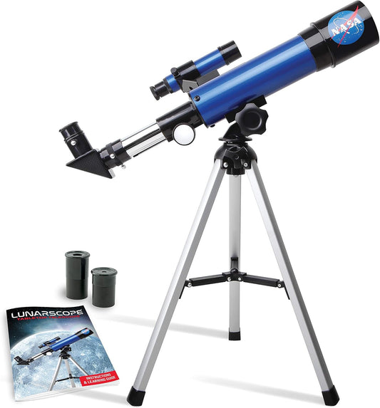 NASA Lunar Telescope for Kids – 90x Magnification, Includes Two Eyepieces, Tabletop Tripod, and Finder Scope- Kids Telescope for Astronomy Beginners, Space Toys, NASA Gifts