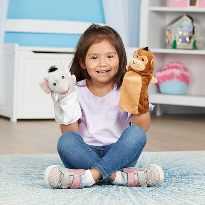 Melissa & Doug Safari Buddies Hand Puppets, Set of 6 (Elephant, Tiger, Parrot, Giraffe, Monkey, Zebra) Soft, Plush Animal Hand Puppets For Toddlers And Kids Ages 2+