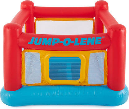 Intex Inflatable Jump-O-Lene Trampoline Bounce House with Crawl-Thru Door & Net - Indoor & Outdoor Backyard Blow-Up Bouncy Playhouse for Kids Ages 3-6
