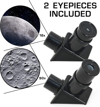 NASA Lunar Telescope for Kids – 90x Magnification, Includes Two Eyepieces, Tabletop Tripod, and Finder Scope- Kids Telescope for Astronomy Beginners, Space Toys, NASA Gifts