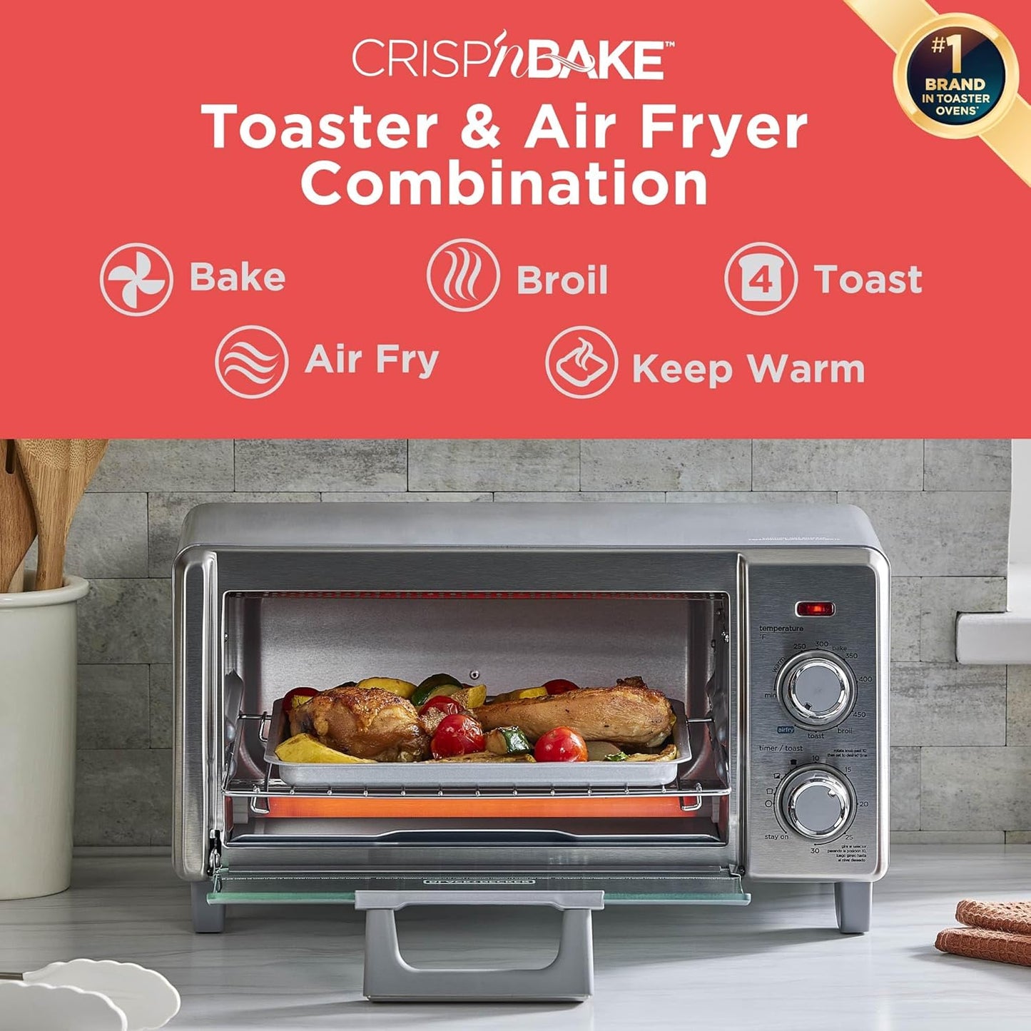 Crisp 'N Bake Air Fry Countertop Convection Toaster Oven, Medium Capacity