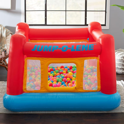 Intex Inflatable Jump-O-Lene Trampoline Bounce House with Crawl-Thru Door & Net - Indoor & Outdoor Backyard Blow-Up Bouncy Playhouse for Kids Ages 3-6