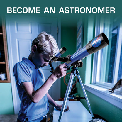 NASA Lunar Telescope for Kids – 90x Magnification, Includes Two Eyepieces, Tabletop Tripod, and Finder Scope- Kids Telescope for Astronomy Beginners, Space Toys, NASA Gifts