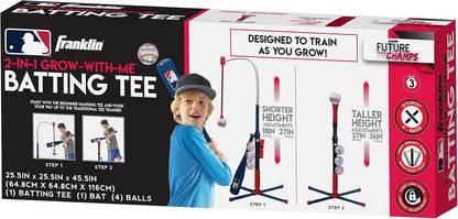 Franklin Sports Grow-with-Me Kids Baseball Batting Tee + Stand Set for Youth + Toddlers - Youth Baseball, Softball + Teeball Hitting Tee Set for Boys + Girls