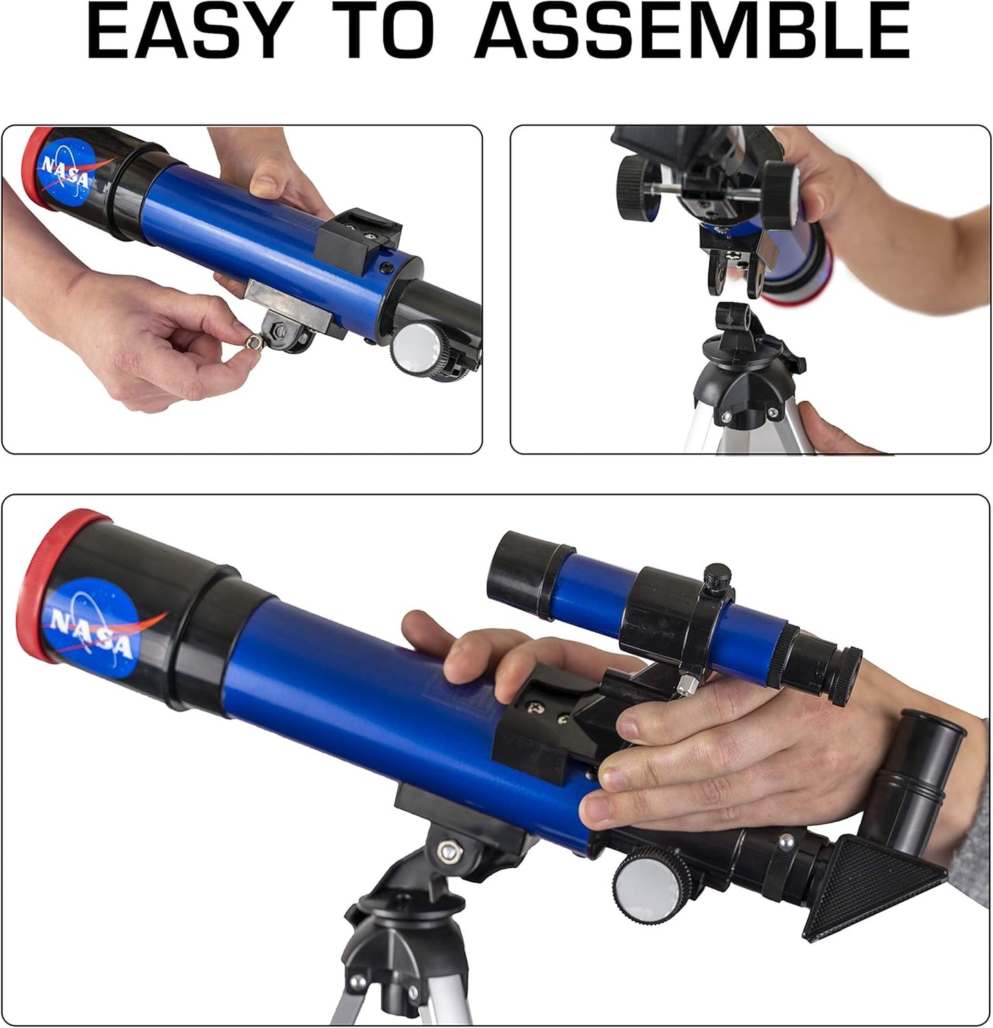 NASA Lunar Telescope for Kids – 90x Magnification, Includes Two Eyepieces, Tabletop Tripod, and Finder Scope- Kids Telescope for Astronomy Beginners, Space Toys, NASA Gifts