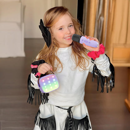 YLL Mini Karaoke Machine with 2 Wireless Microphones, TOP Kids Gifts for Girls Ages 3, 4, 5, 6, 7, 8, 9,10,11,12 +Year Old, 4-12 Years Old Birthday Toy Gift for Girls Boys Party (Purple)