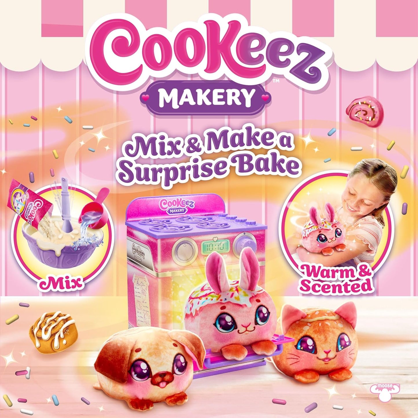 Cinnamon Treatz Oven – Interactive Bake & Reveal Oven Playset with Mystery Scented Plush (Cinnamon Pooch, Fondant Feline, or Strawberry Swirl), Mixing Tools, Dough, & Accessories, 5+