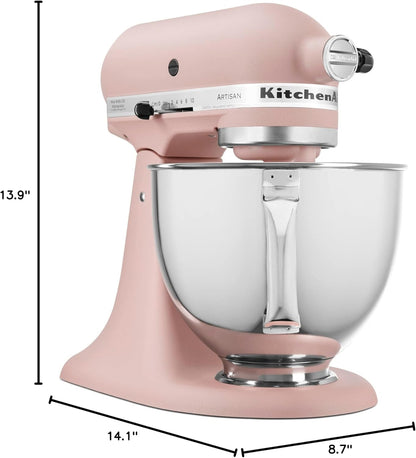 Artisan Series 5 Quart Tilt Head Stand Mixer with Pouring Shield KSM150PS, Feather Pink