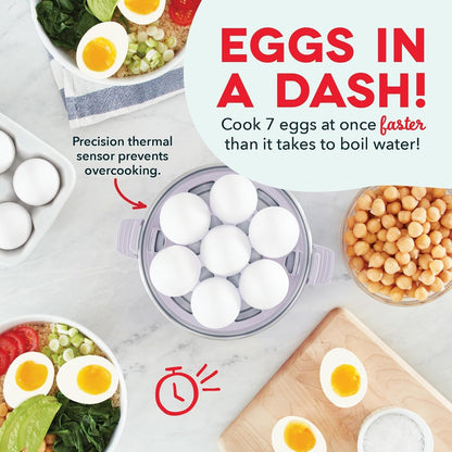 Rapid Egg Cooker: 7 Egg Capacity Electric Egg Cooker for Hard Boiled Eggs, Poached Eggs, Scrambled Eggs, or Omelets with Auto Shut Off Feature - Lavender