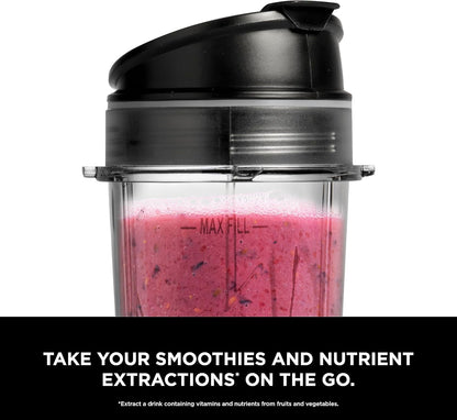 Fit Compact Personal Blender, Portable Blender for-Smoothies, Shakes, Food Prep, and Frozen Blending, 700-Watt Base, (2) 16-oz. Cups and Spout Lids, Black QB3001SS