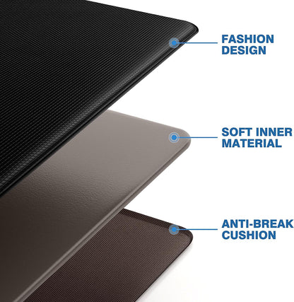 Kitchen Mats, 2PCS Kitchen Rugs, Cushioned Anti Fatigue Kitchen Mats for Floor, Non-Slip Standing Desk Mat, Waterproof Kitchen Rug Set for Kitchen, Floor, Office, 17.3"x30"+17.3"x47", Black
