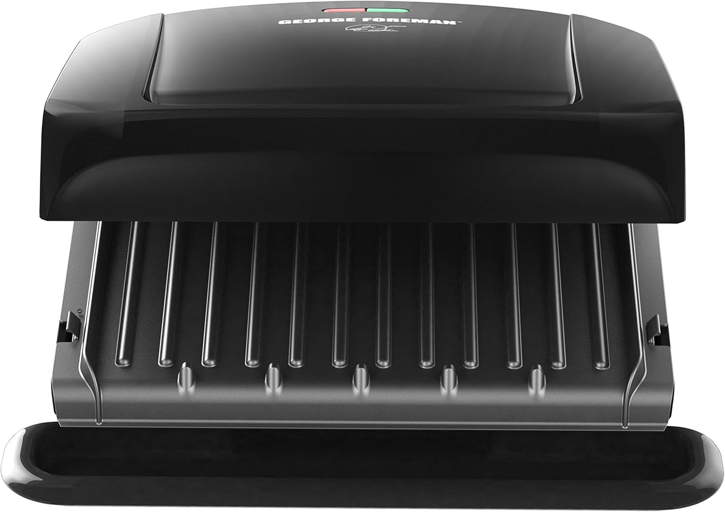 4-Serving Removable Plate Electric Grill and Panini Press, George Tough Non-Stick Coating, Drip Tray Catches Grease, Black